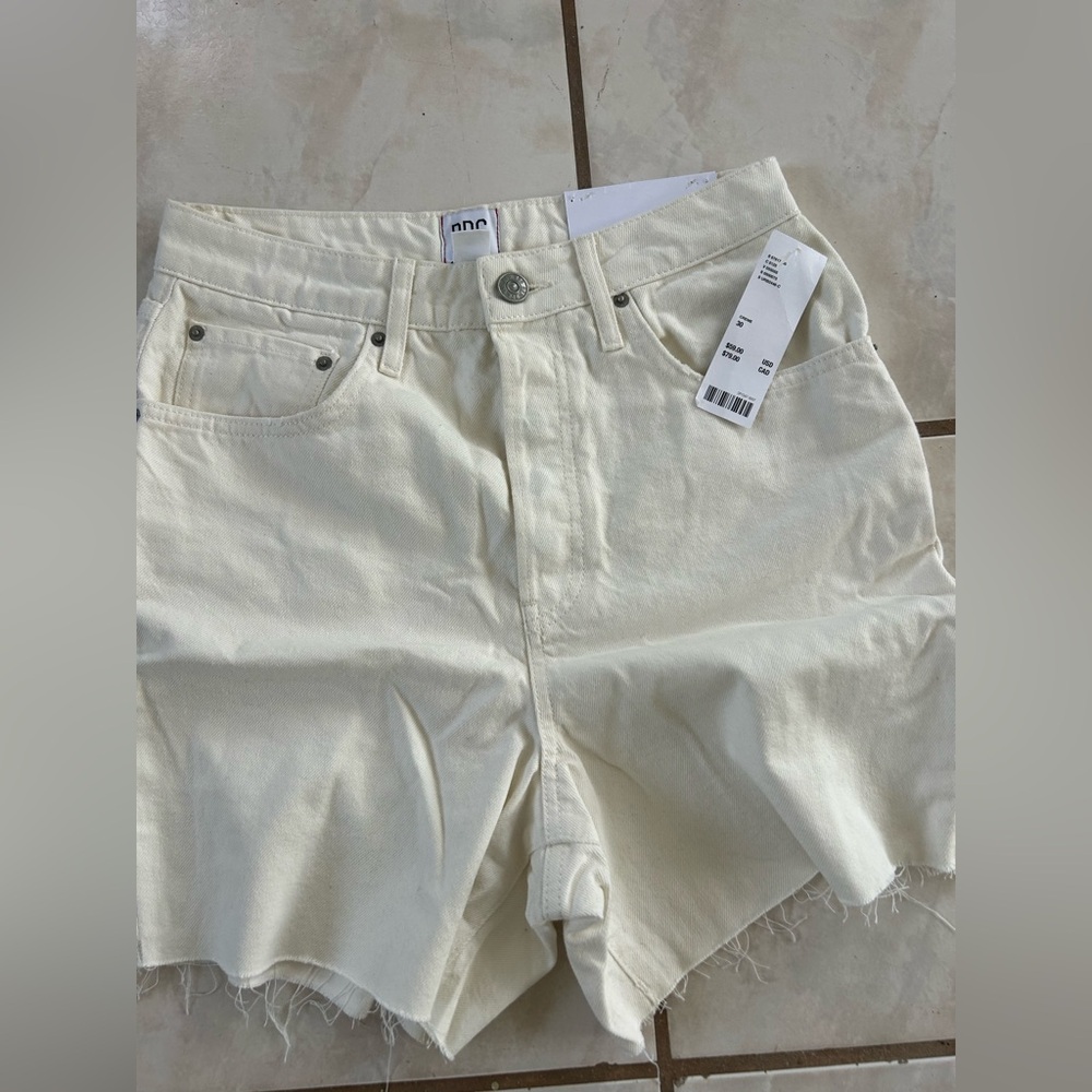 Urban Outfitters Cream High-Rise Denim Shorts